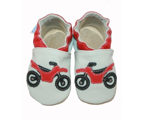 Buciki dziecięce z aplikacją - Motocykl - Jasny Szary